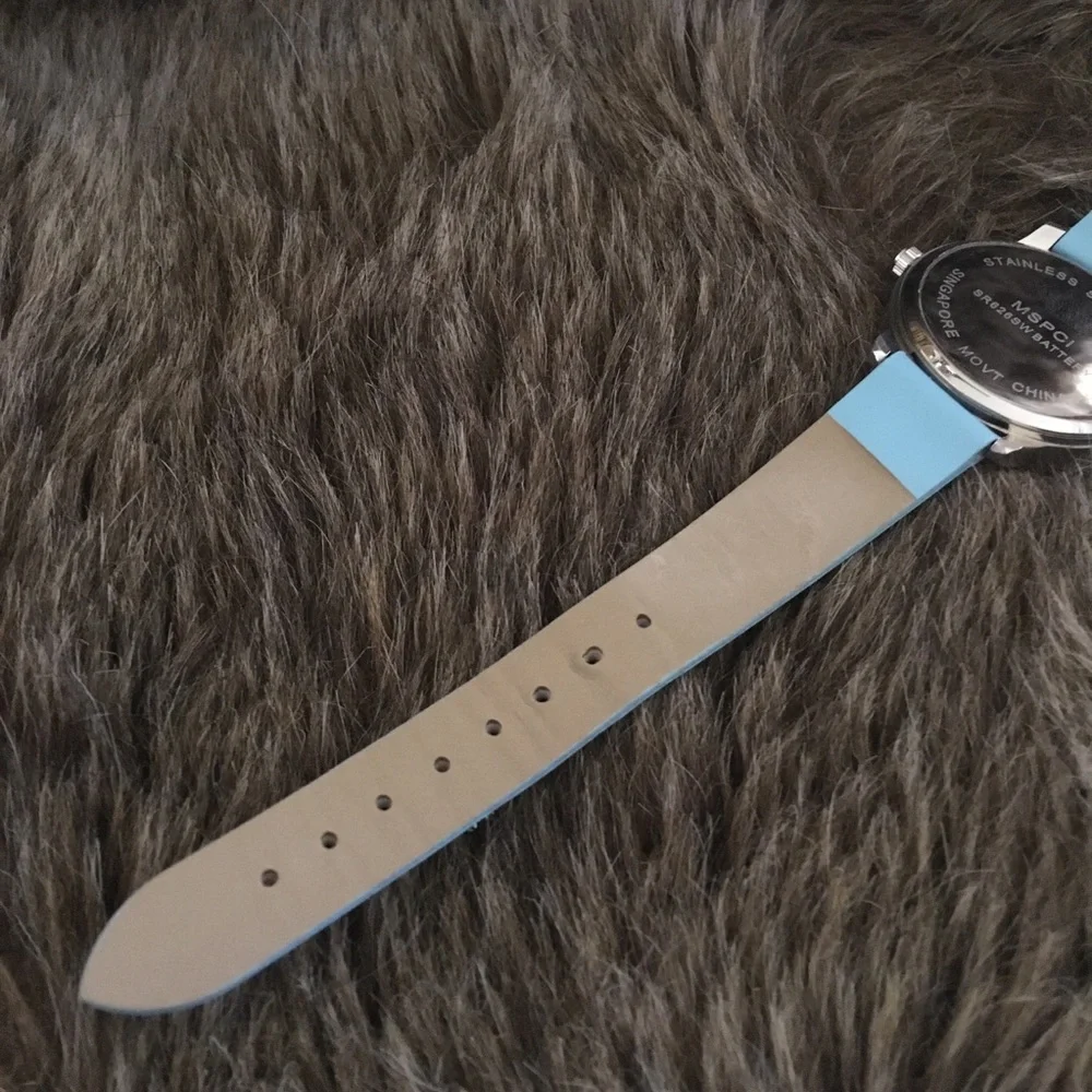 Ladies MSPCI blue faux leather band watch